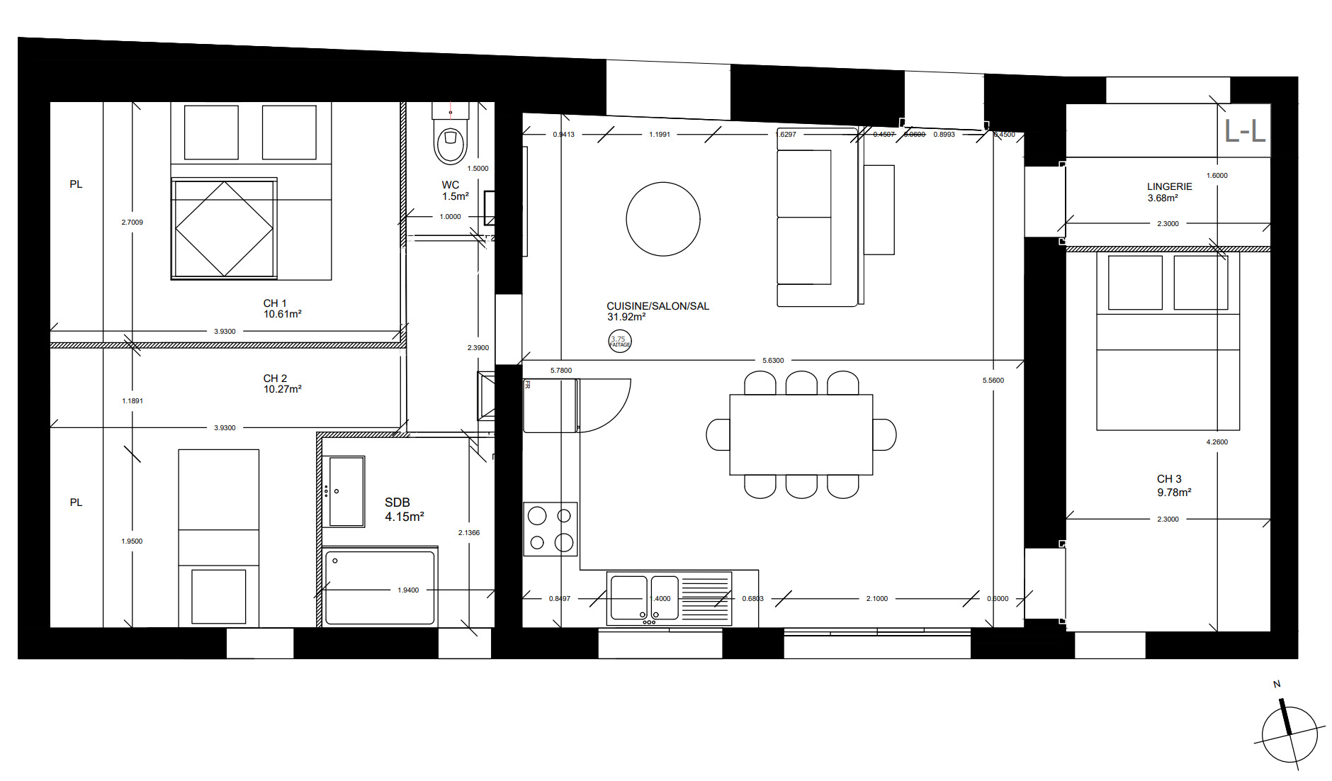 Plan 2D de la rénovation – Maison Projet Chesnaie