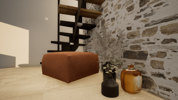 Visuel 3D d’un salon aménagé – perspective