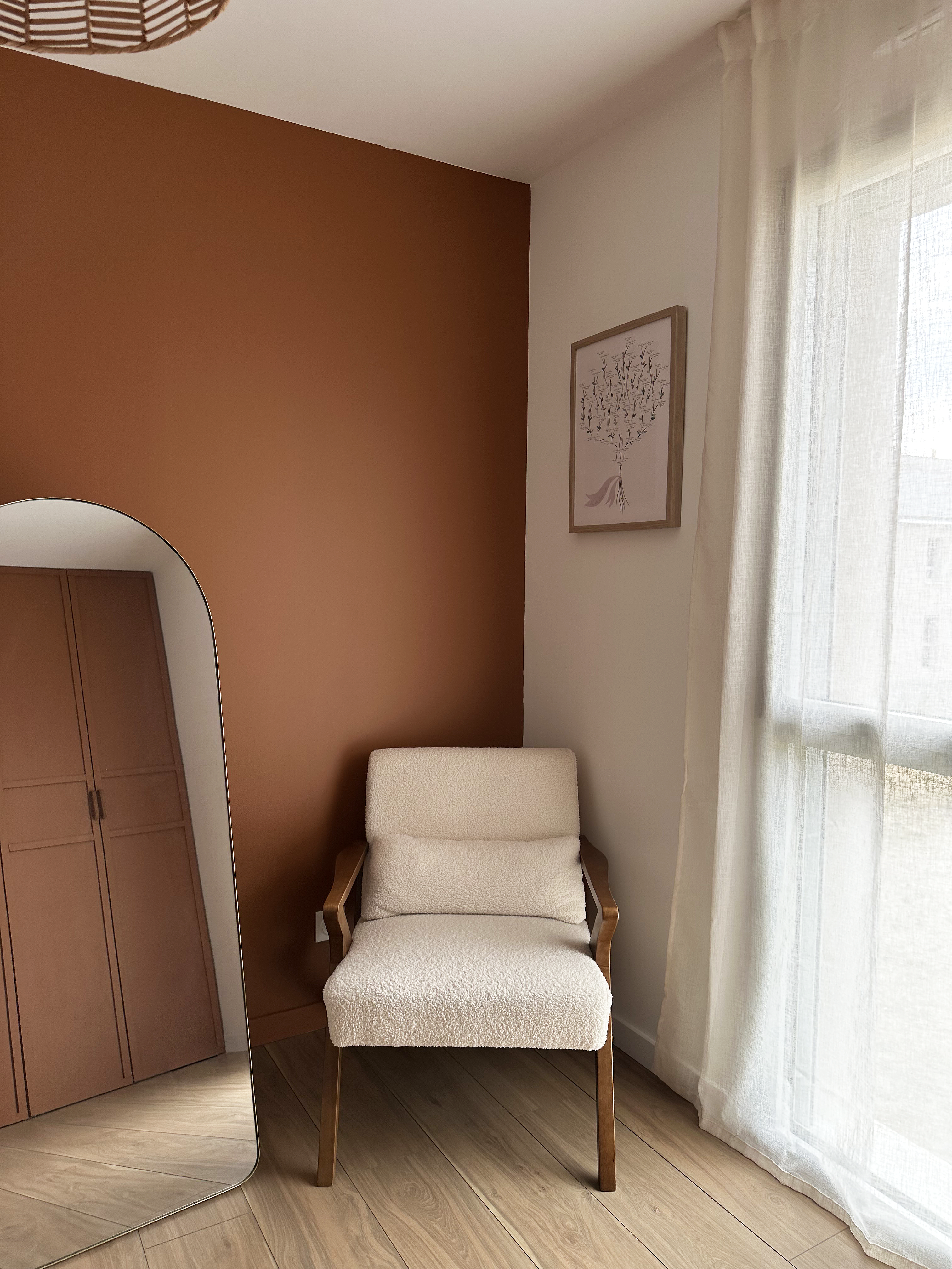 Bureau terracotta avec décoration naturelle — Projet La Hutte architecture d'intérieur Rennes